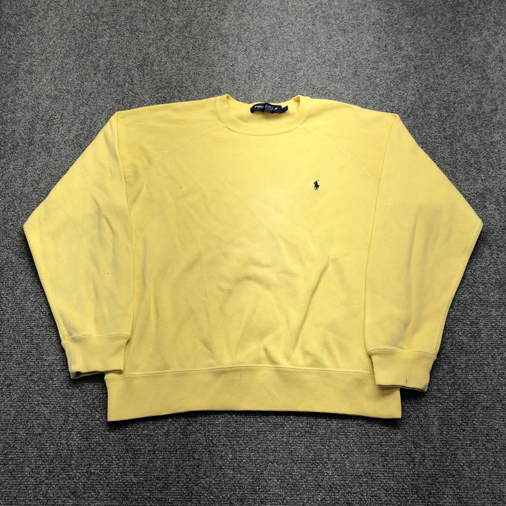 Polo Golf Ralph Lauren Mens Yellow Cotton Raglan Sweatshirt Made in USA Size L